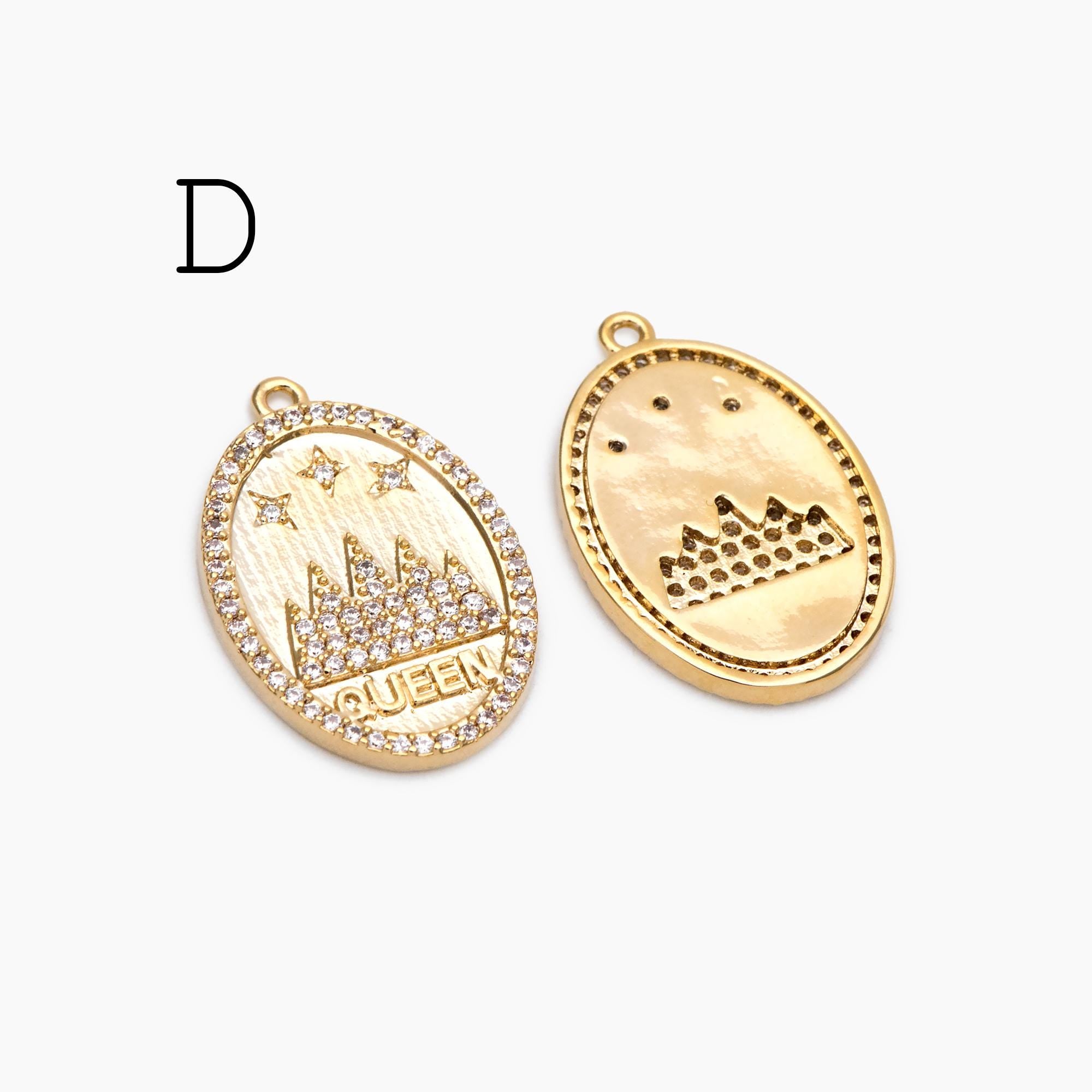 4pcs CZ pave Gold/ Silver Tone Round Oval Charm, 18K Gold/ Rhodium plated Brass, Rhinestone Earring Charm (GB-1872)